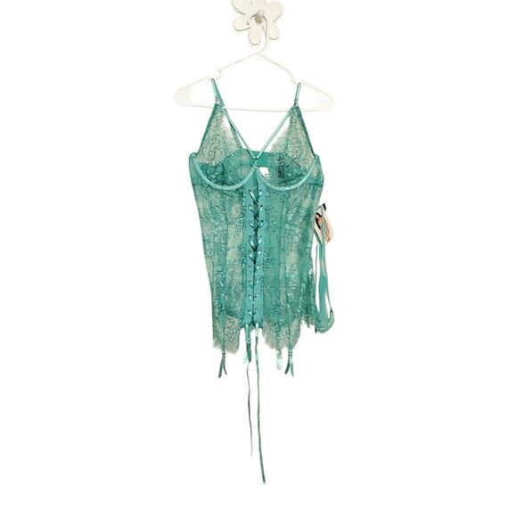 NWT DREAMGIRL Teal Lace Lingerie - Picture 2 of 9